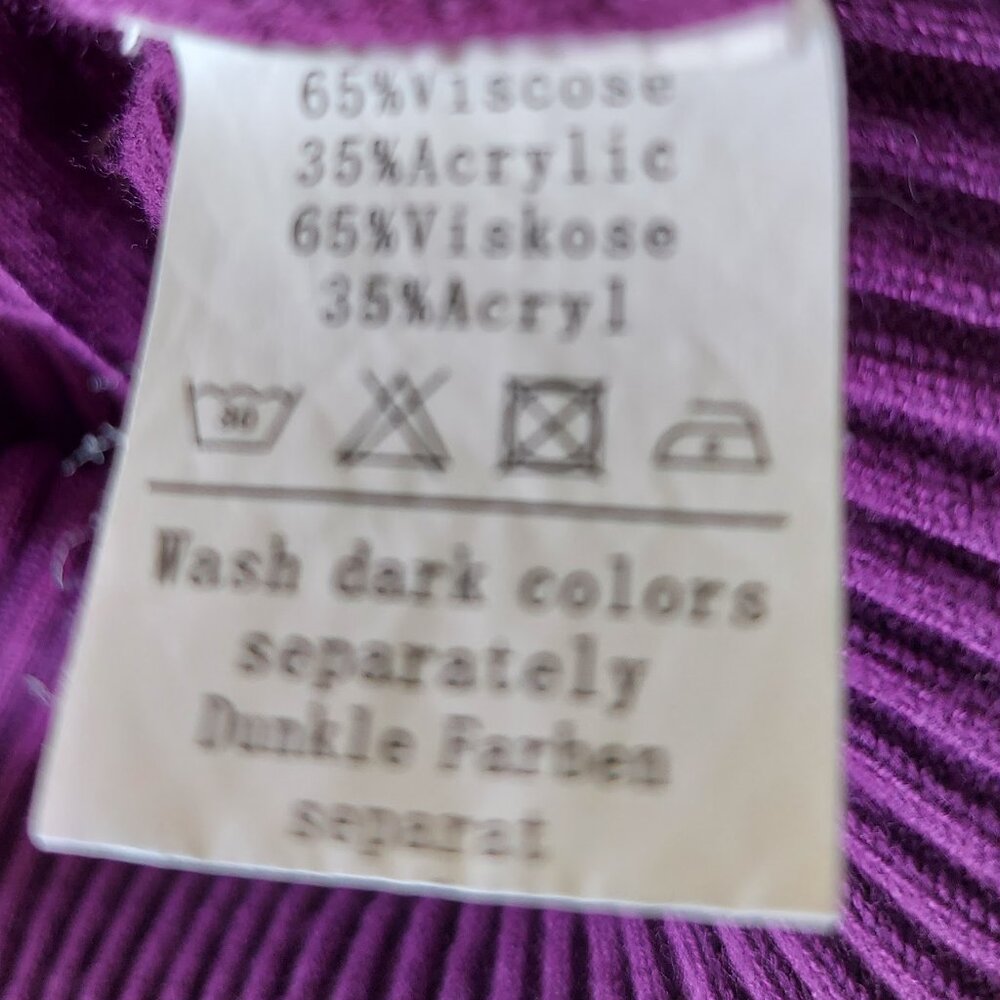 Grace Karin V Neck Button Down Ribbed Knit Cardigan Sweater Size Large Purple - Picture 8 of 8